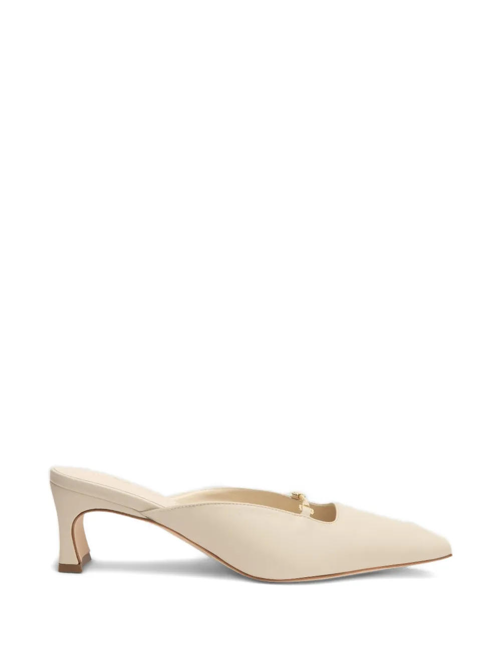 BY FAR Leda bewerkte leren muiltjes met ketting Wit