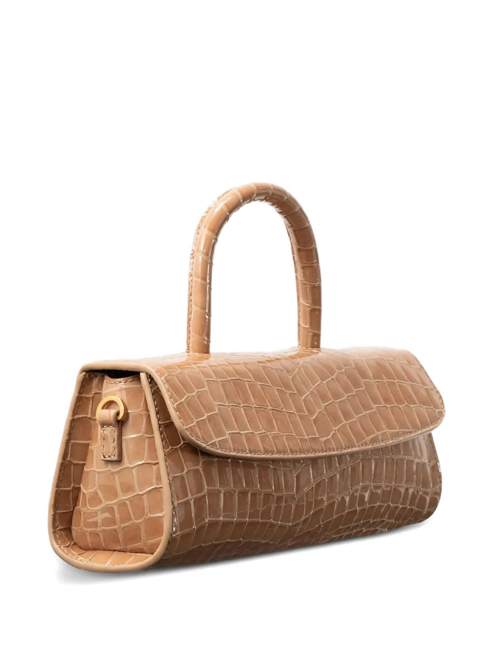 BY FAR Longa kleine leren tas met reliëf en handvat Beige
