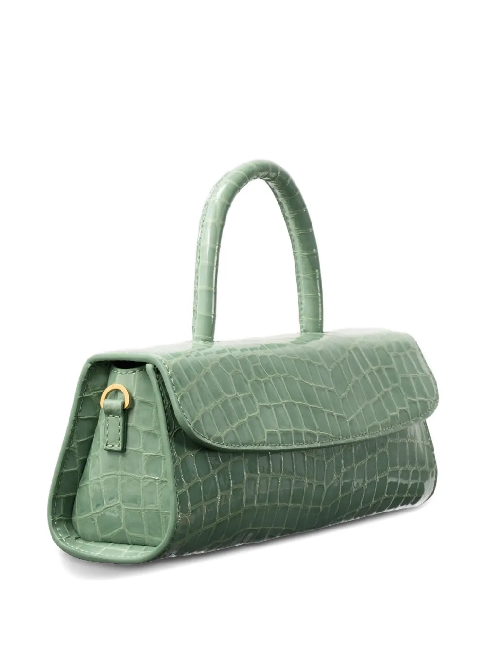 BY FAR Longa Fresh leren mini-tas met reliëf en handvat Groen