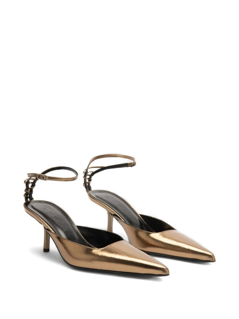BY FAR Teese metallic pumps met puntige neus Goud