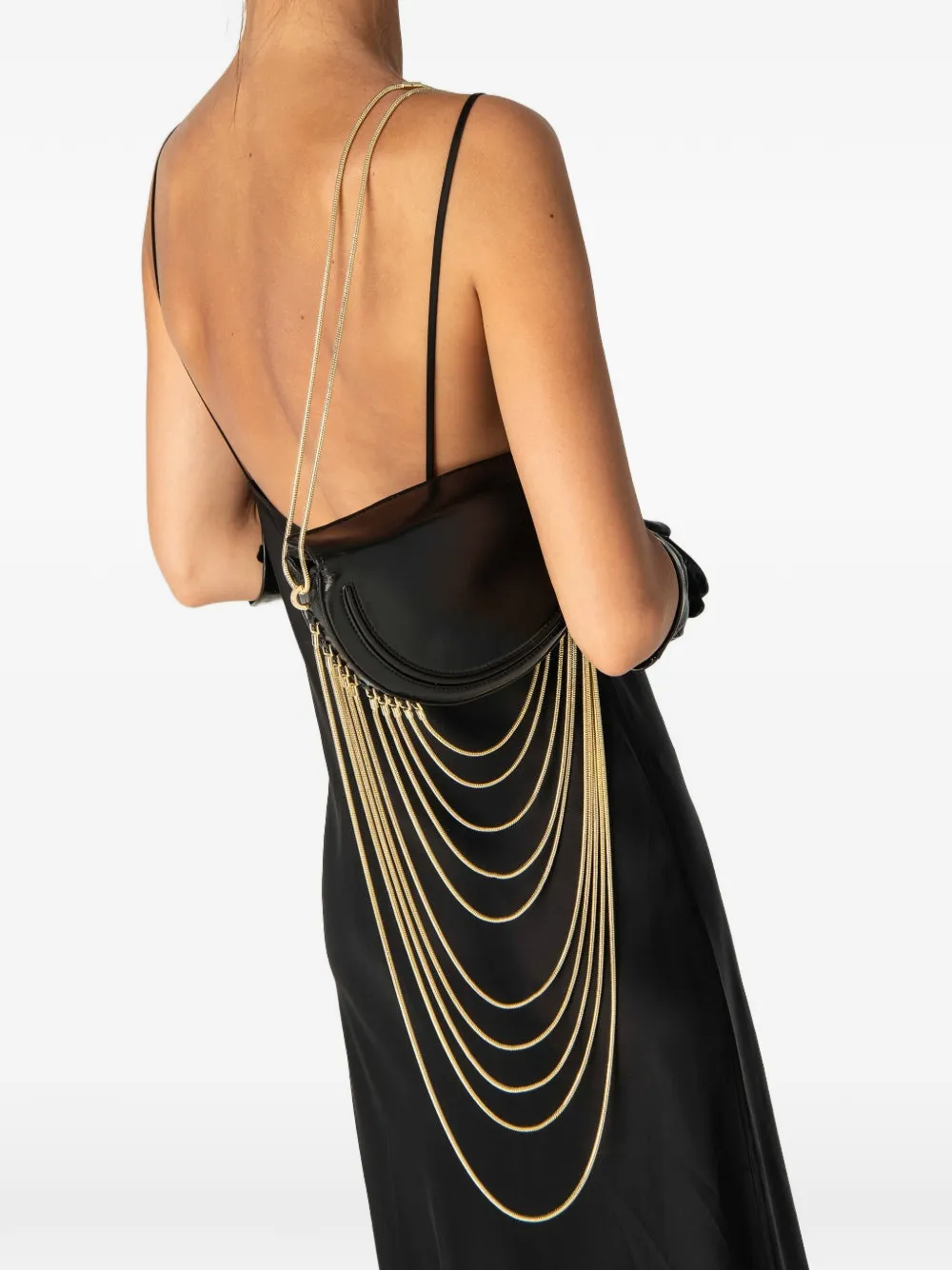 BY FAR Chime leren schoudertas - Zwart