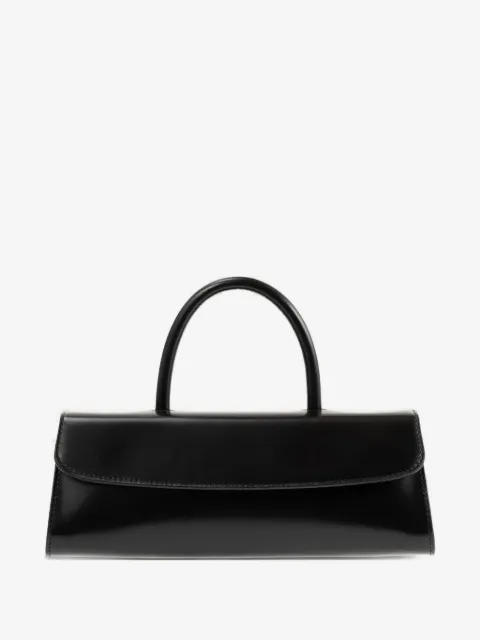 BY FAR mini Longa semi-patent leather top handle bag