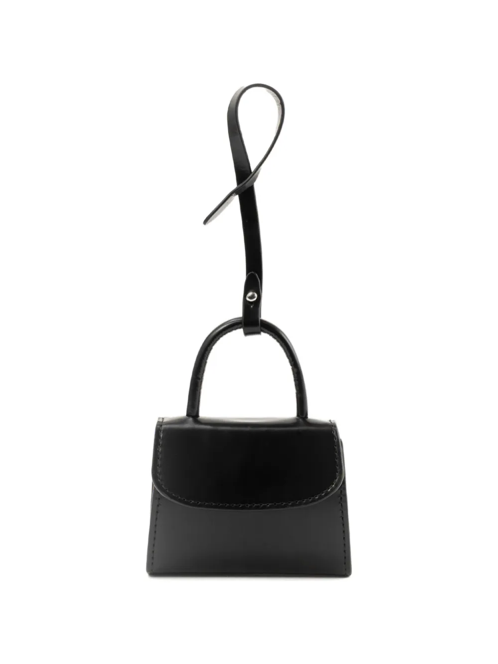 By Far Mini Mini Structured Cardholder Charm In Black