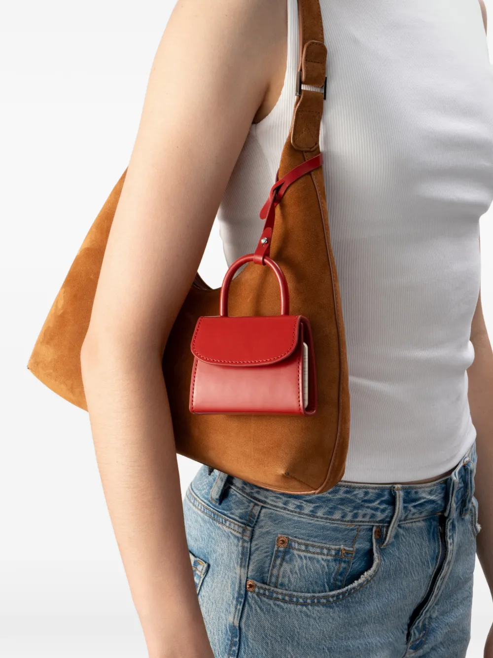 BY FAR Afneembare mini-bedel Rood