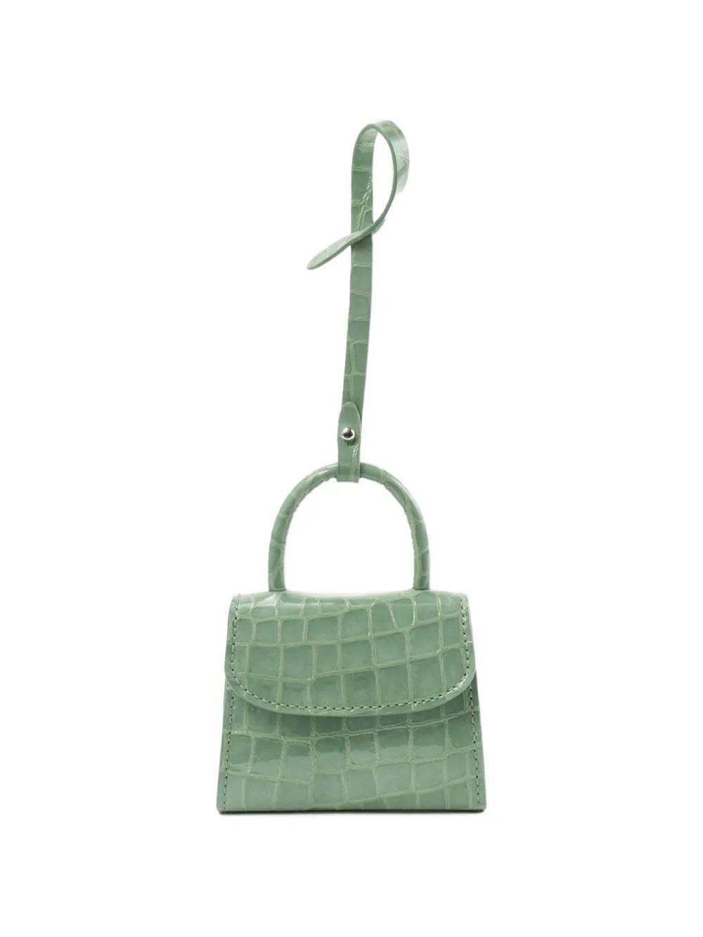 By Far Mini Cardholder Croco-embossed Charm In Green