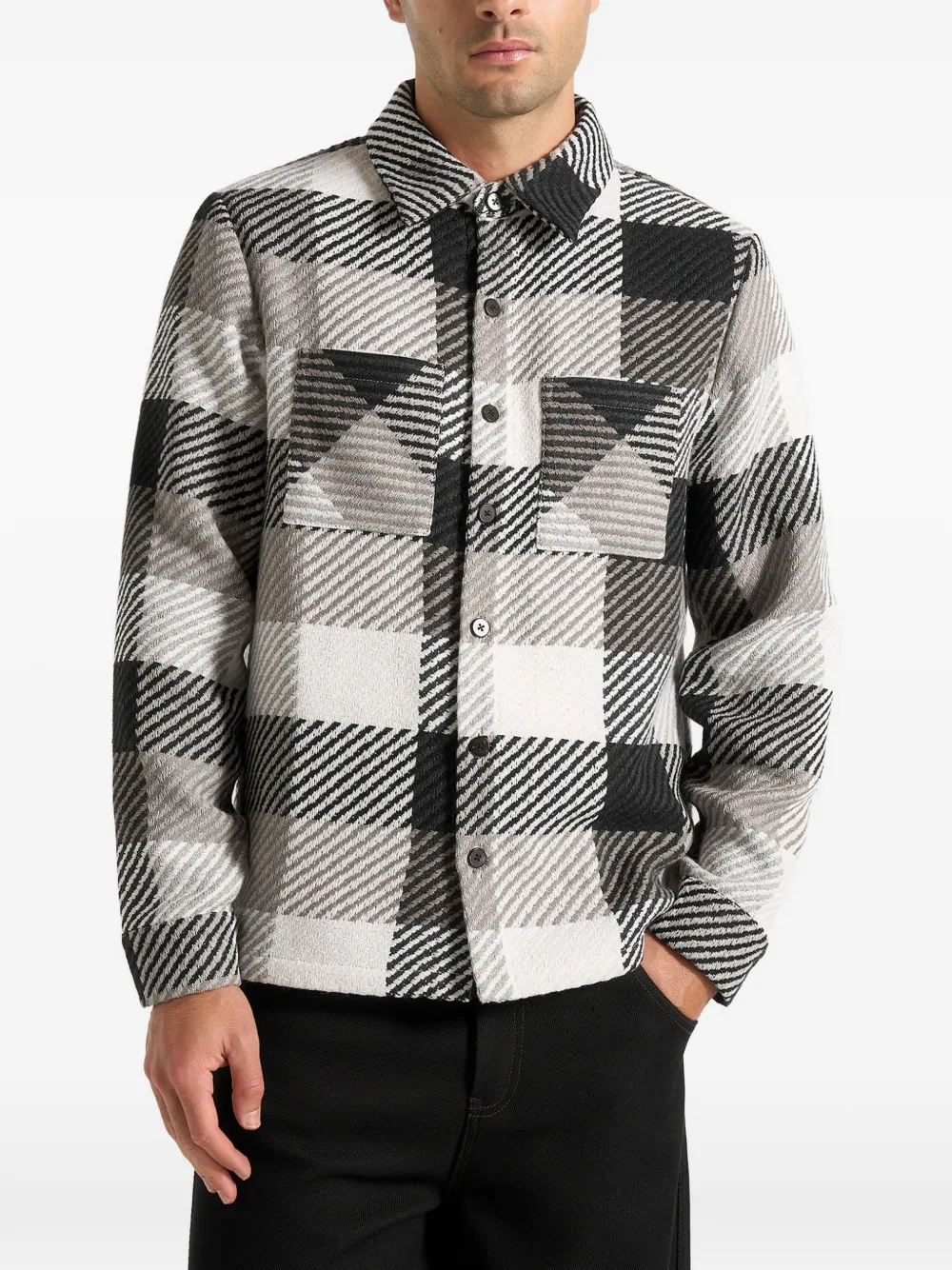 Manière De Voir Rune check-print overshirt - Bianco