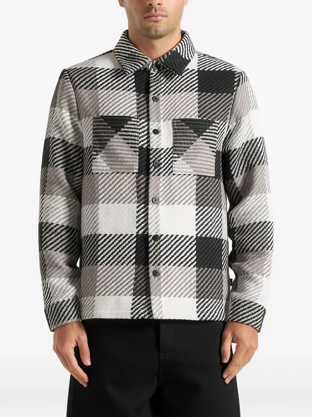 Manière De Voir Rune check-print overshirt - Bianco