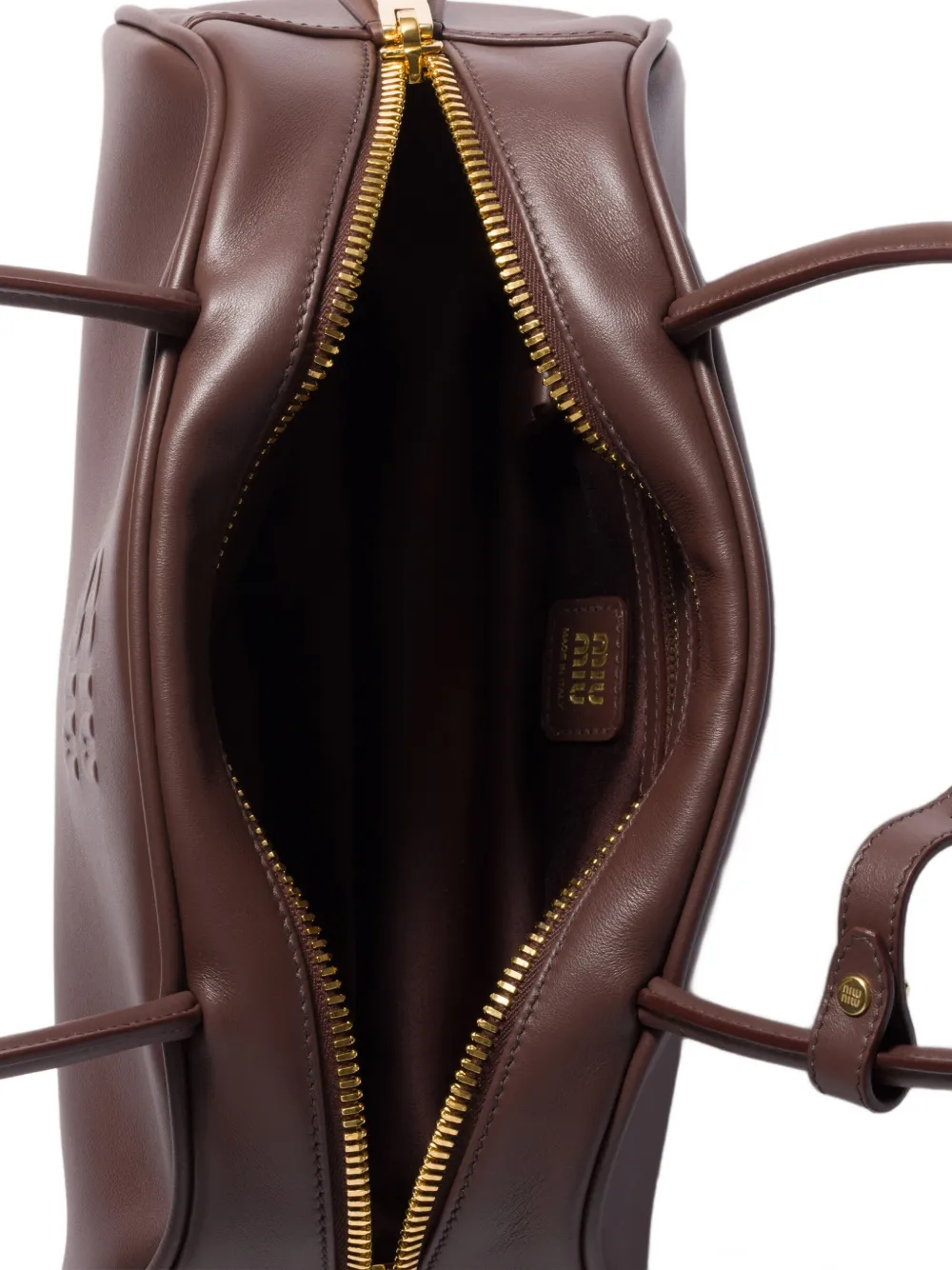 Miu Beau leren schoudertas Bruin
