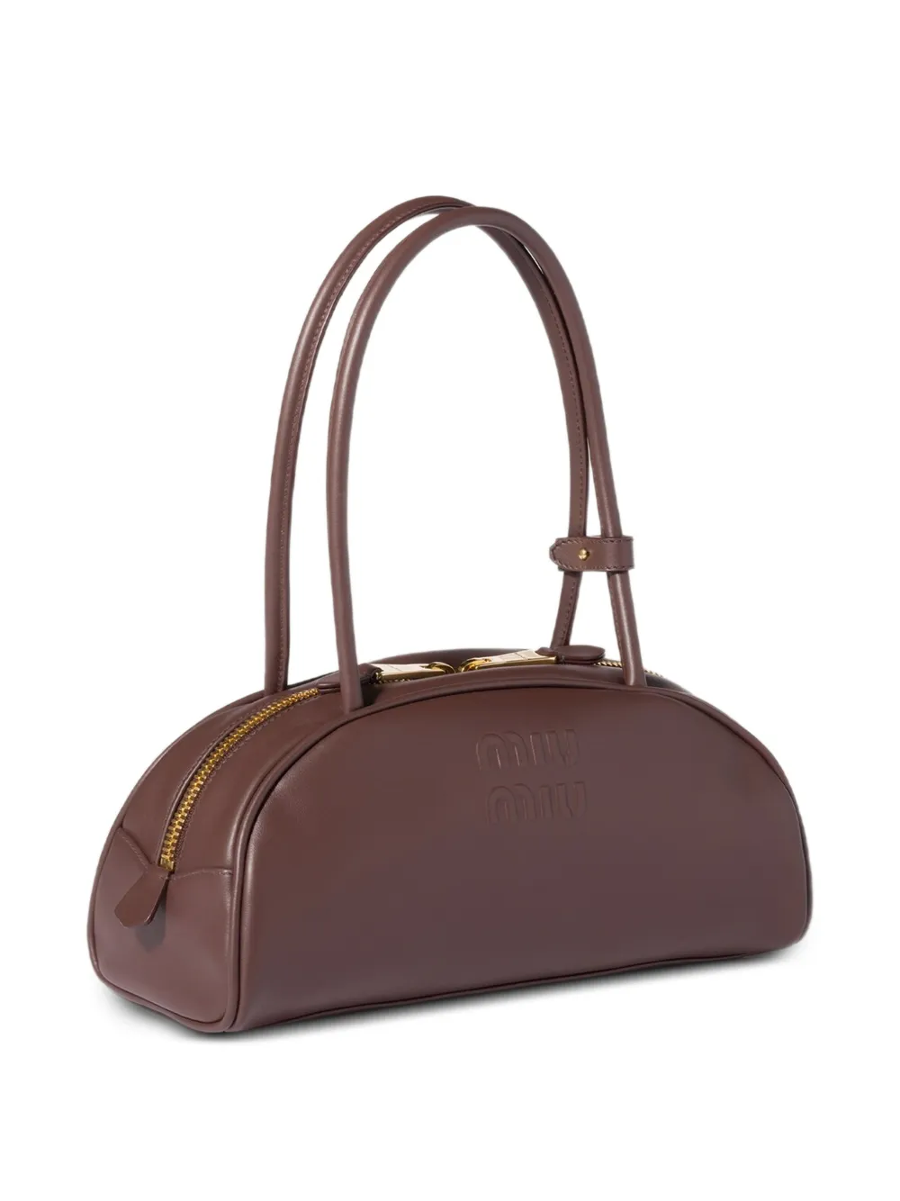 Miu Beau leren schoudertas Bruin