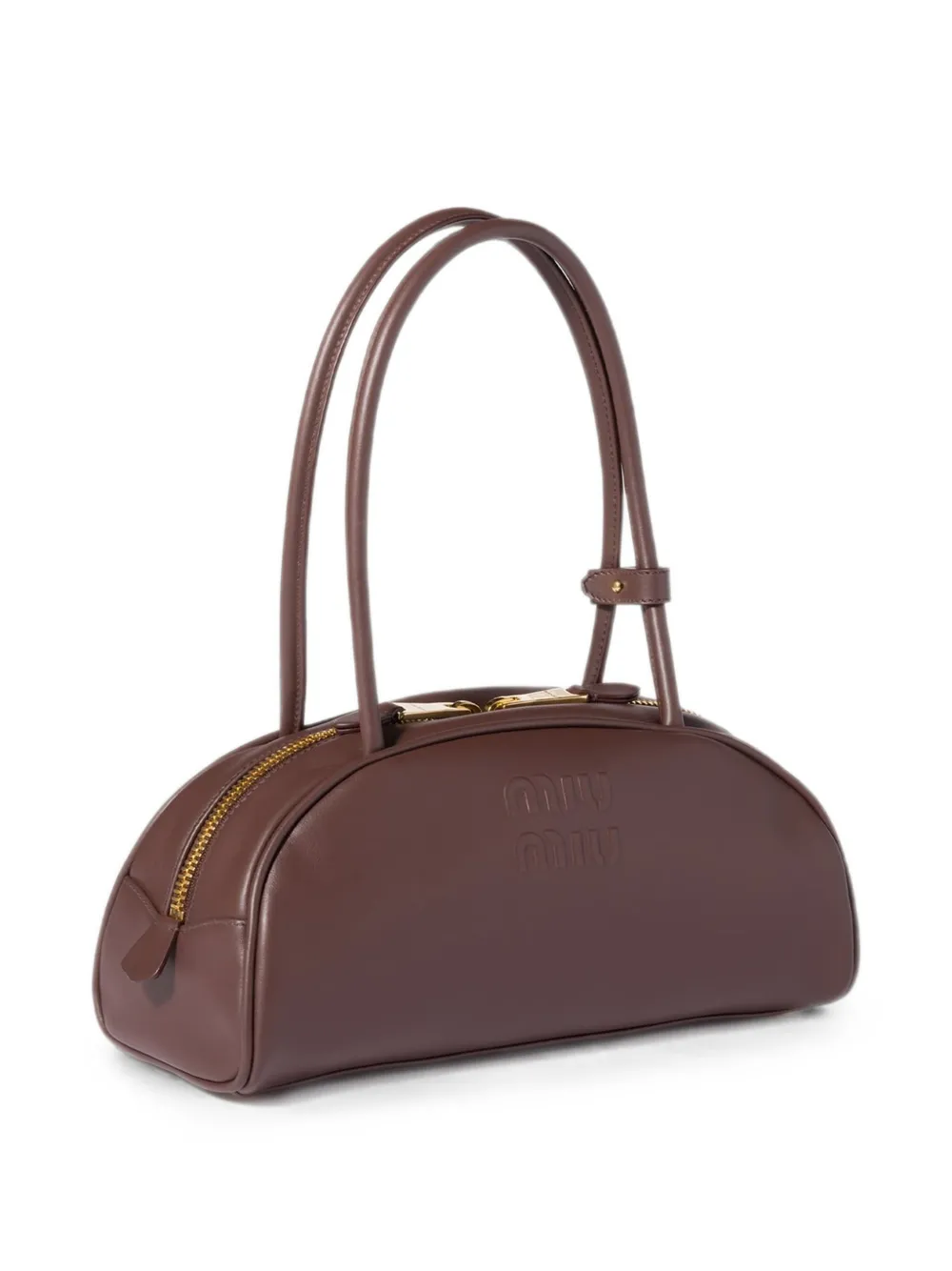 Miu Miu Beau Embossed-logo Clutch Bag in Brown, view 5