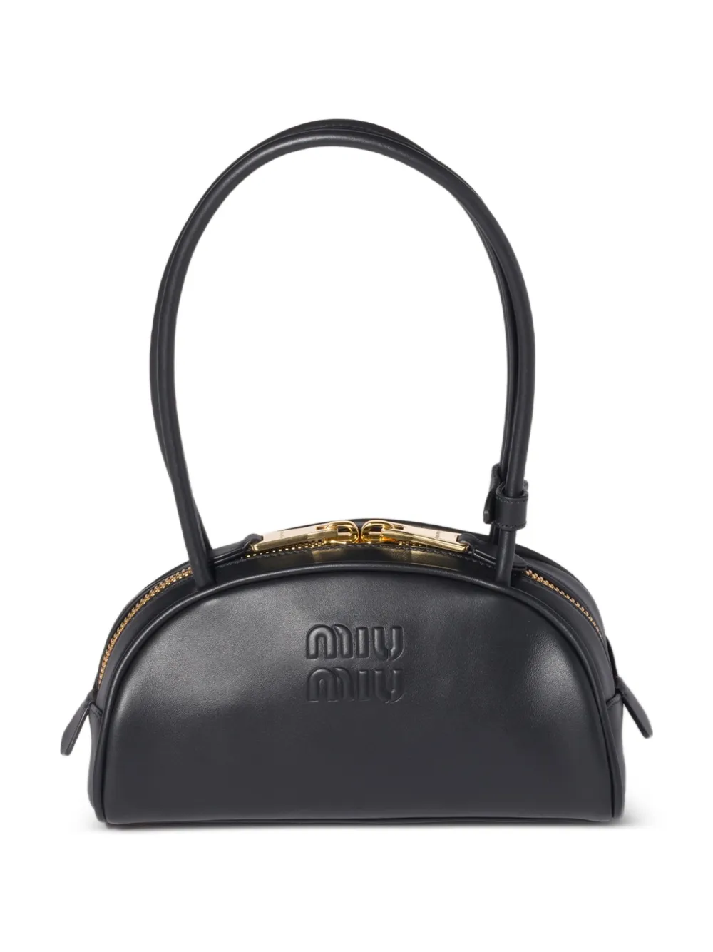 Miu Miu Borsa a spalla Beau in pelle con logo goffrato - Nero