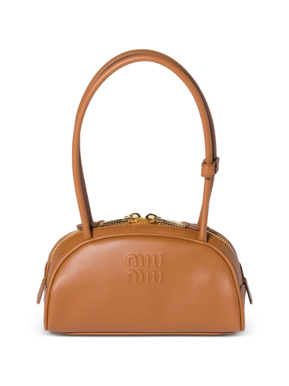 Miu Miu Beau embossed-logo leather shoulder bag - Marrone