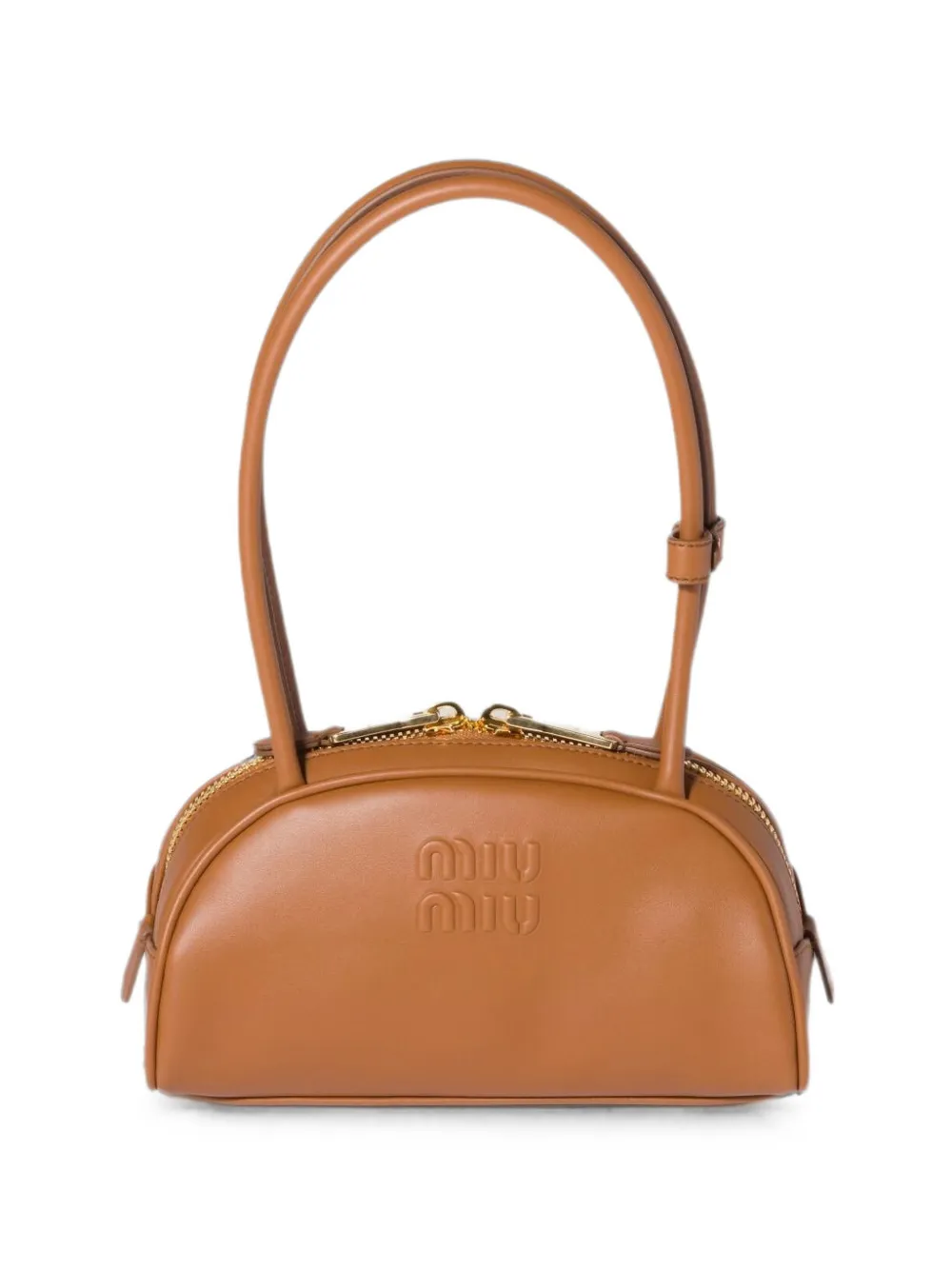 Miu Miu Beau embossed-logo leather shoulder bag - Marrone