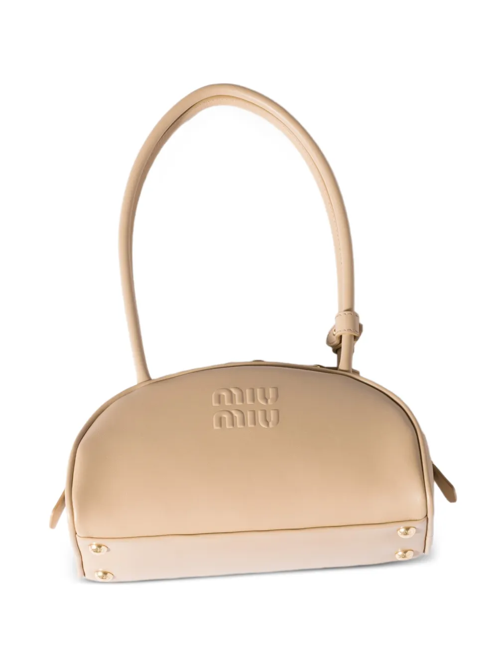 Miu Schoudertas met logo-reliëf Beige