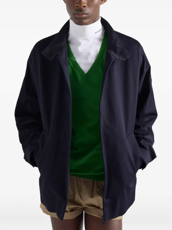 PRADA ノーカラージャケット Prada スタンドカラージャケット | ブルー | FARFETCH JP