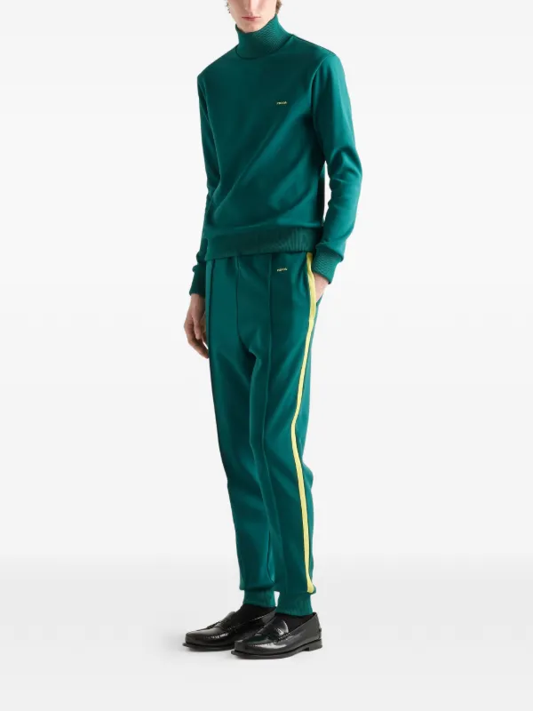 Prada logo-embroidered Turtleneck Sweatshirt | Green | FARFETCH