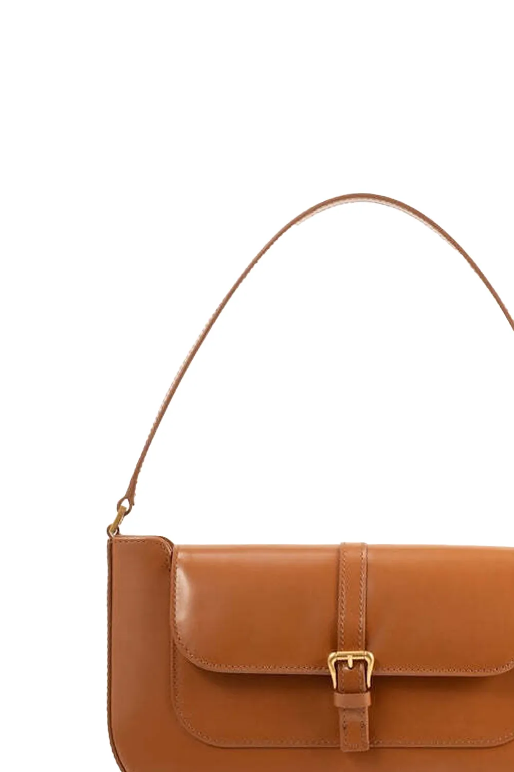 BY FAR Miranda Summer Flap semi-lakleren schoudertas - Bruin