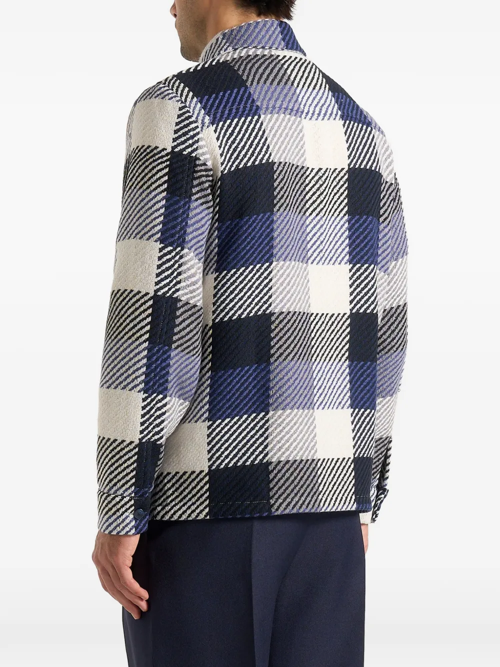 Rune Check-Pattern Navy Overshirt