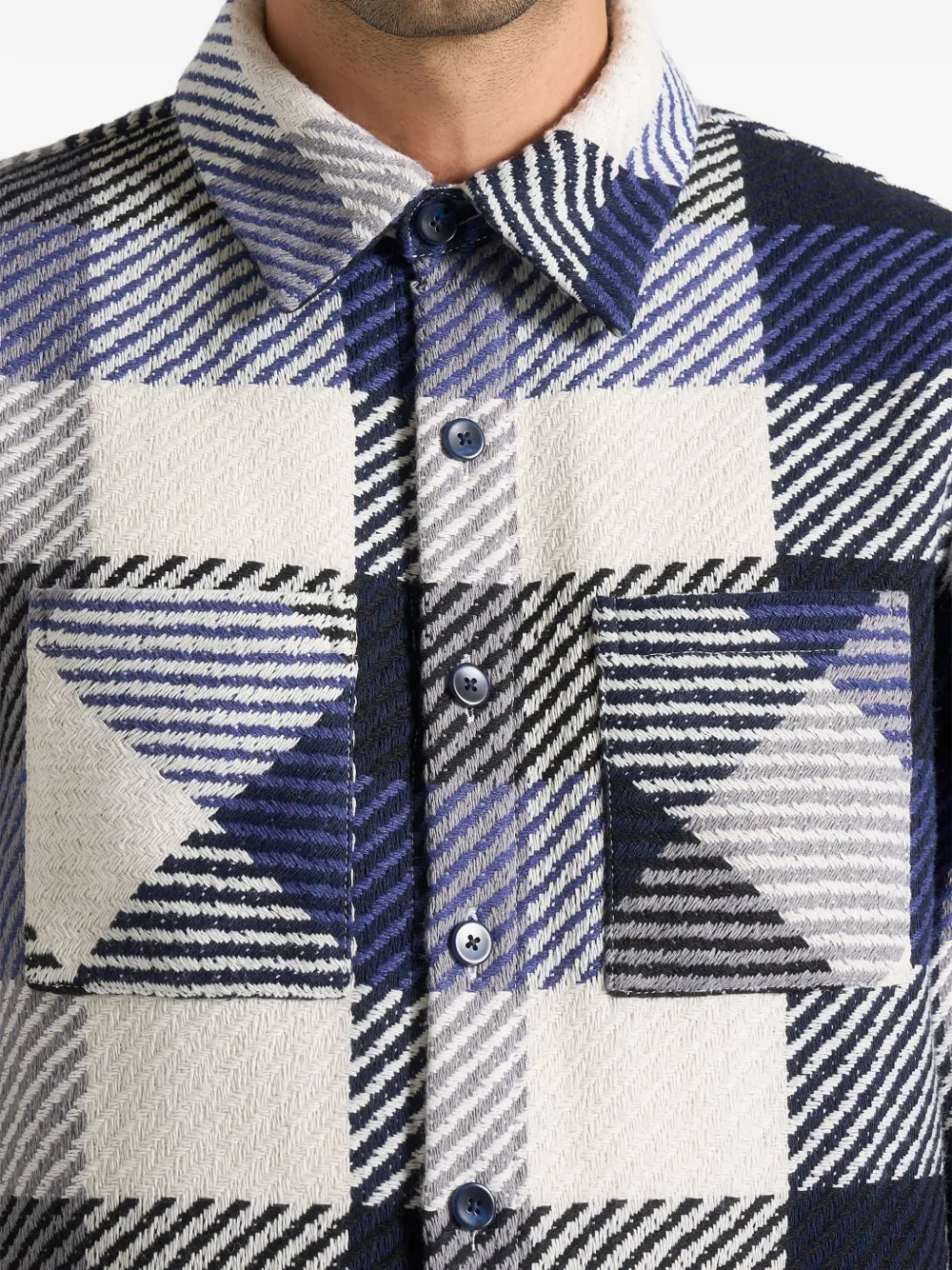 Rune Check-Pattern Navy Overshirt