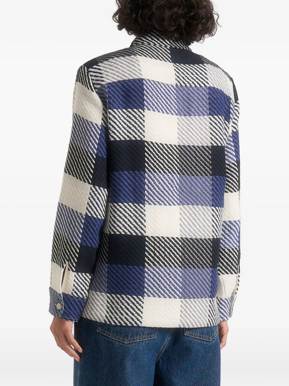 Rune Check-Pattern Navy Overshirt