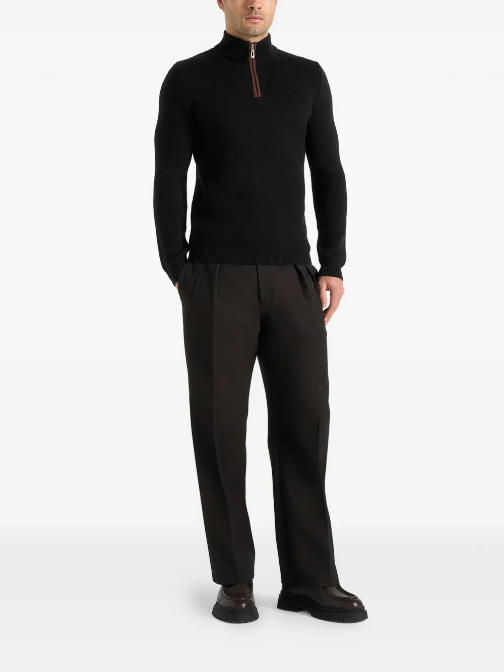 Mani&egrave;re De Voir Torin quarter-zip sweater - Zwart