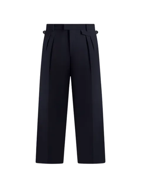 Manière De Voir Pierre in dark navy twin-pleat tailored wool-blend trousers