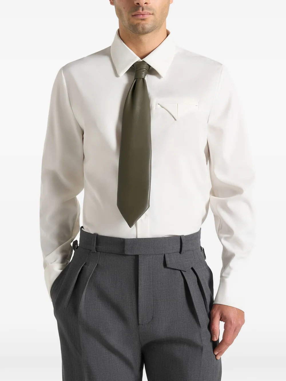 Ash Sage Faux-Leather Tie