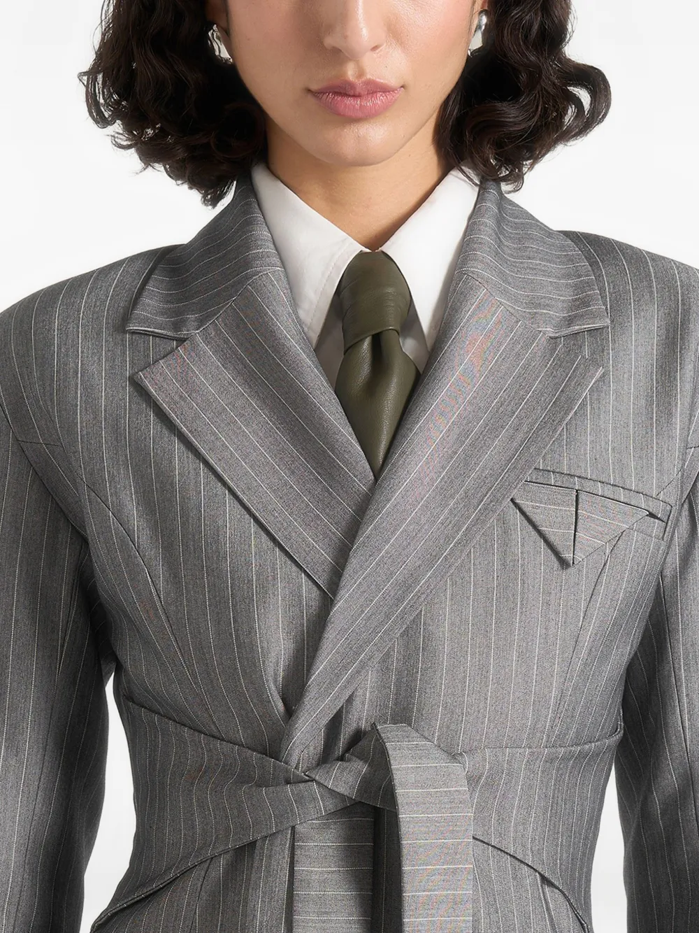 Ash Sage Faux-Leather Tie