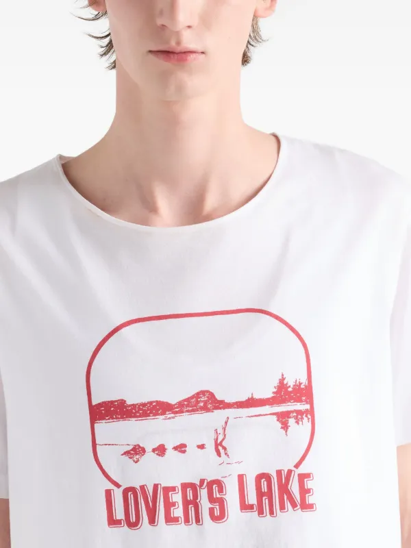 PRADA グラフィックプリント Tシャツ ホワイト Prada graphic-print Cotton T-shirt | White | FARFETCH