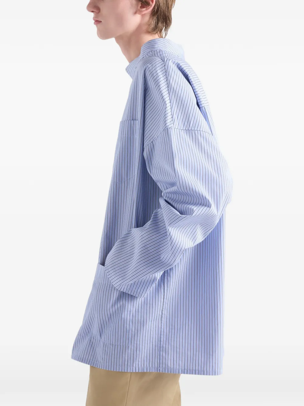  Prada Striped Pocket Shirt - Blue 