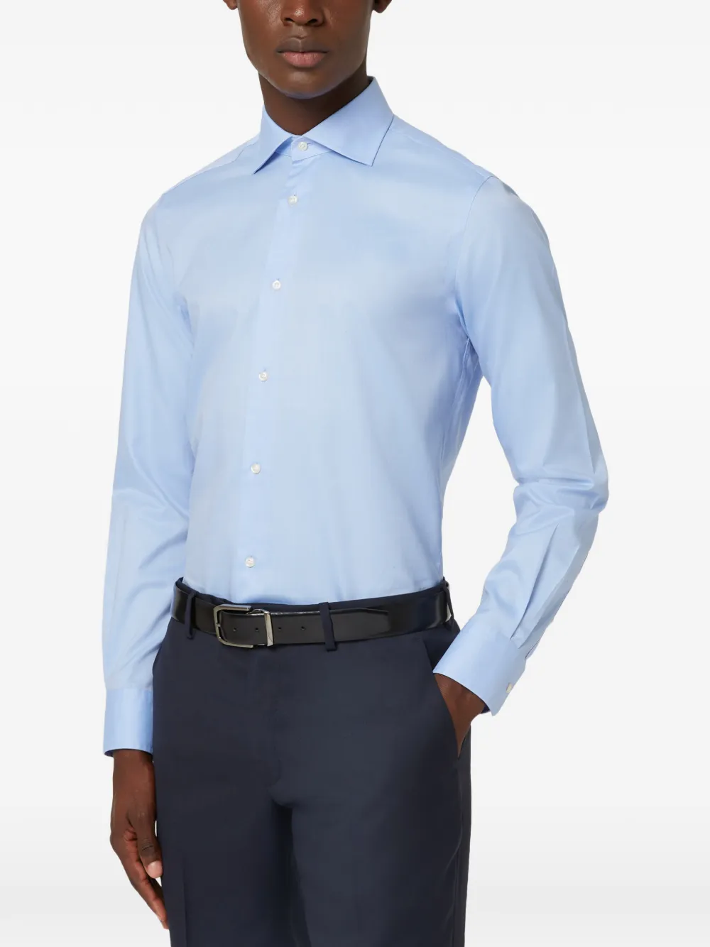 Boggi Milano Twill overhemd met kraag Blauw