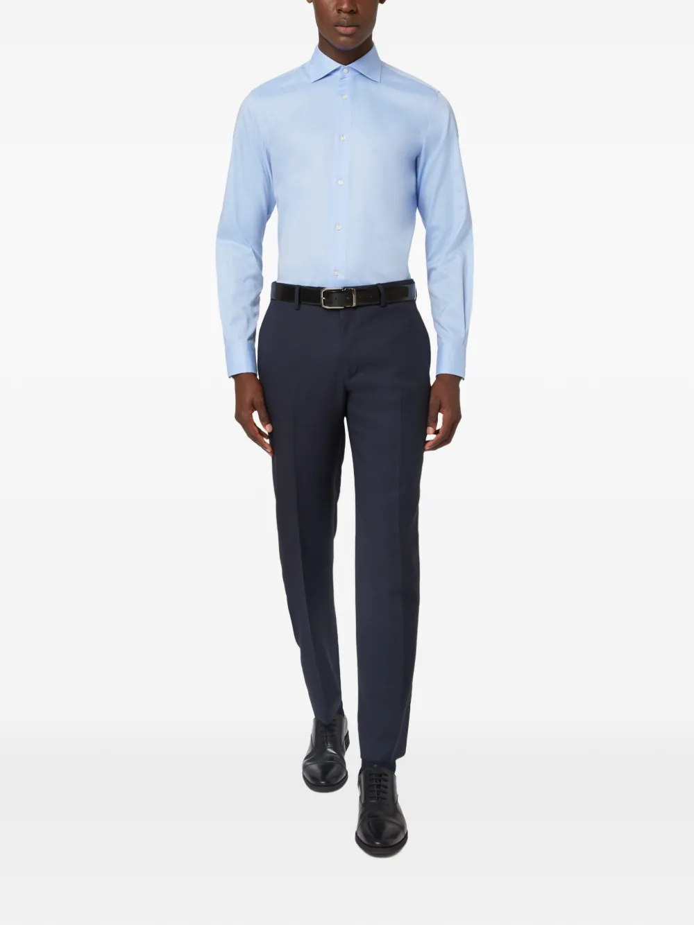 Boggi Milano Twill overhemd met kraag Blauw