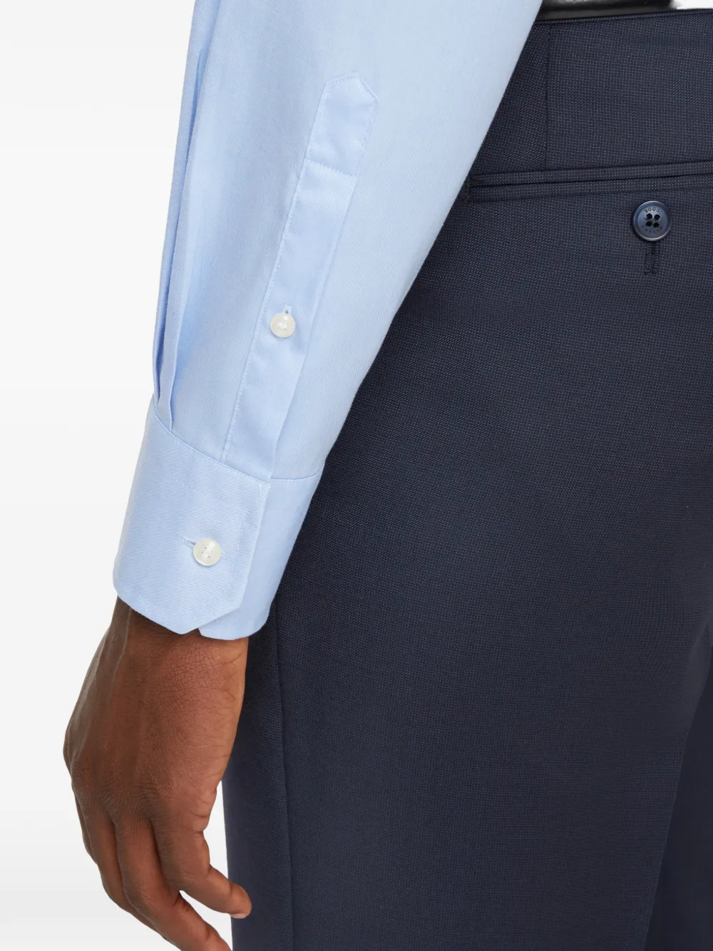 Boggi Milano Twill overhemd met kraag Blauw