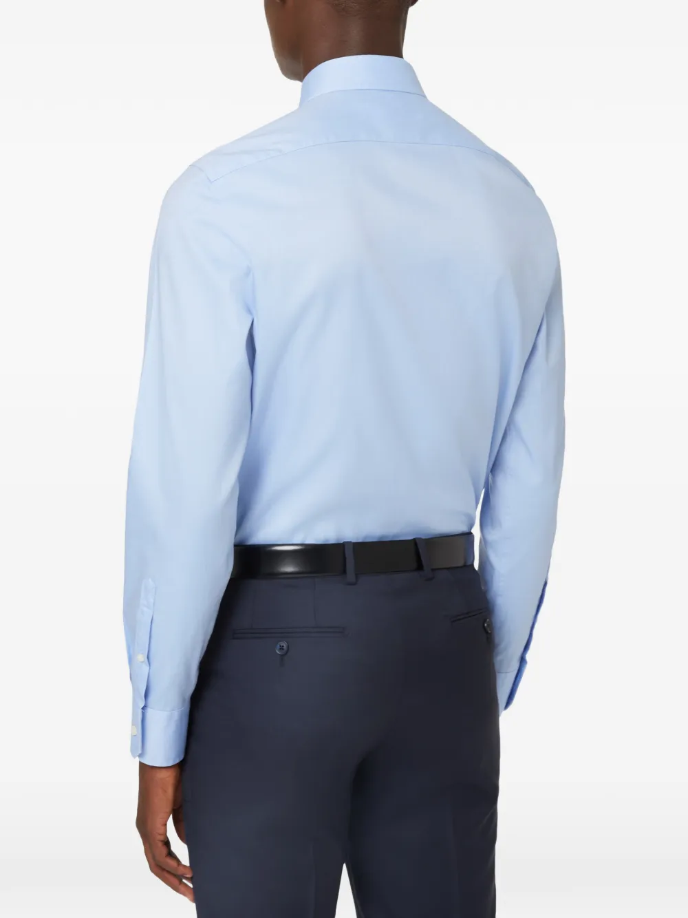 Boggi Milano Twill overhemd met kraag Blauw