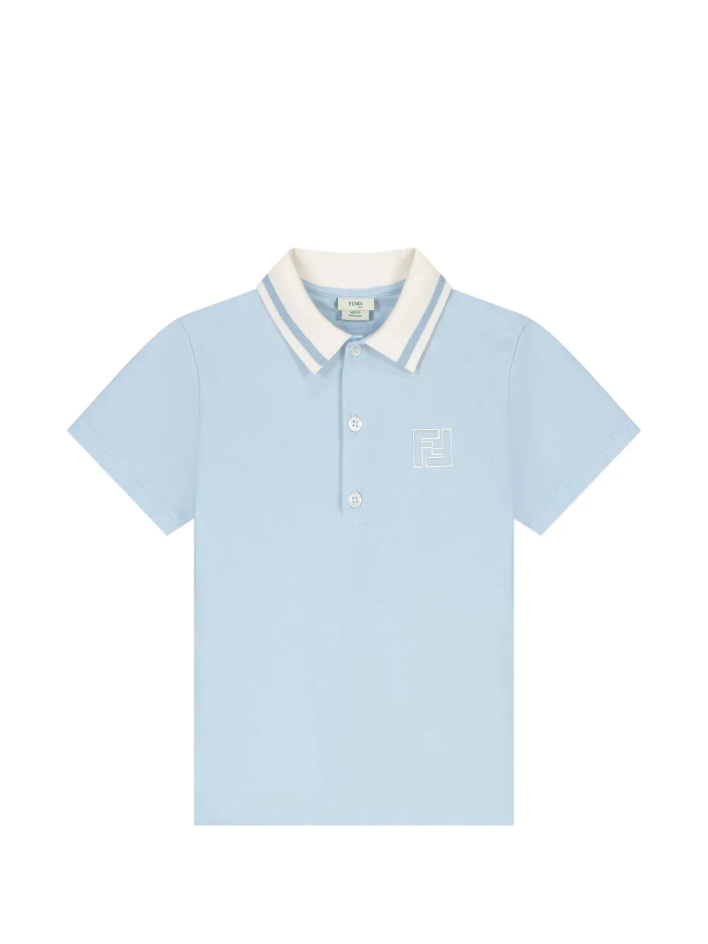 Fendi Kids Polo con ricamo a righe - Blu