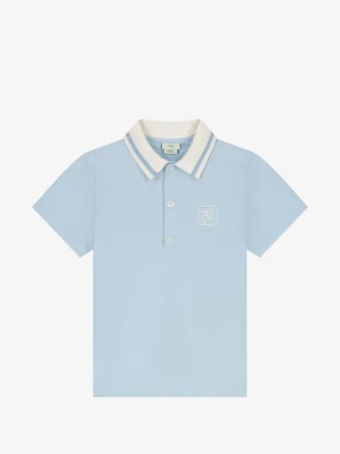 Fendi Kids logo-embroidered stripe polo shirt