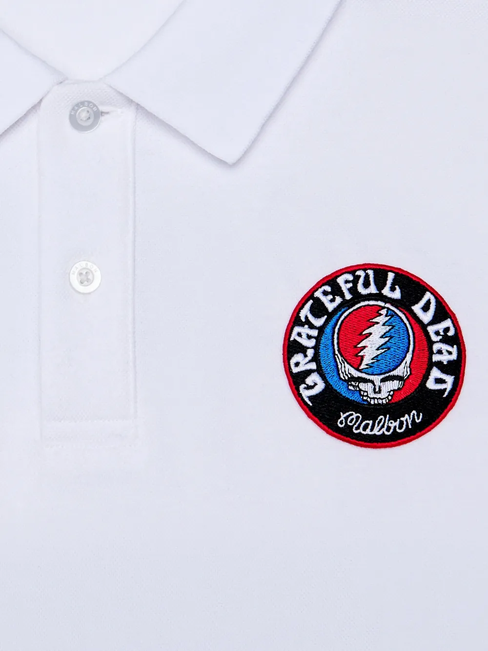 Malbon Golf x Grateful Dead Stealie long-sleeve polo - Wit