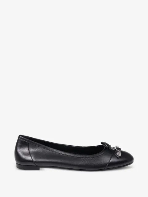 City bow buckled ballet flats
