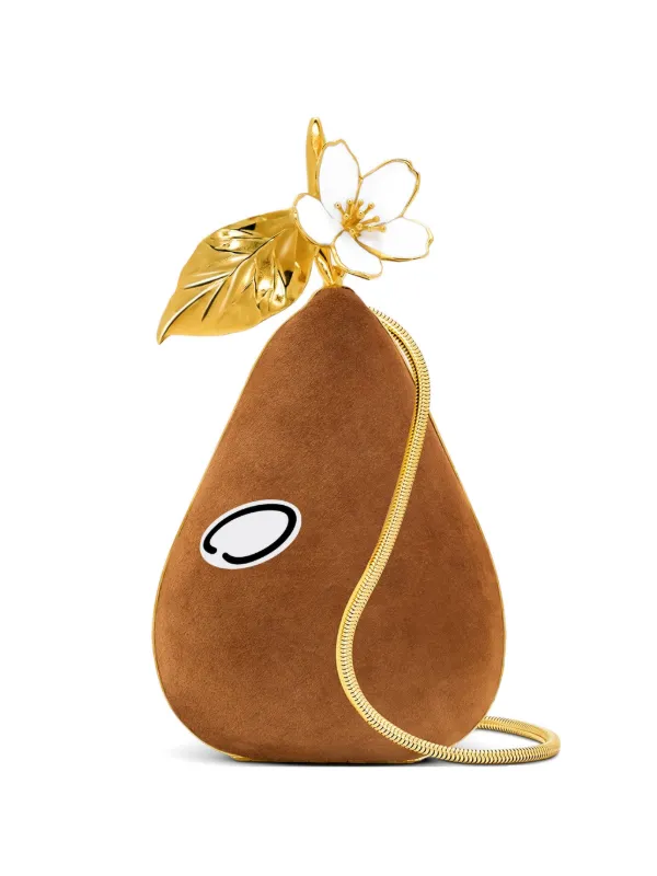 Oscar de la Renta Pear Minaudière in Suede Clutch Bag in Brown