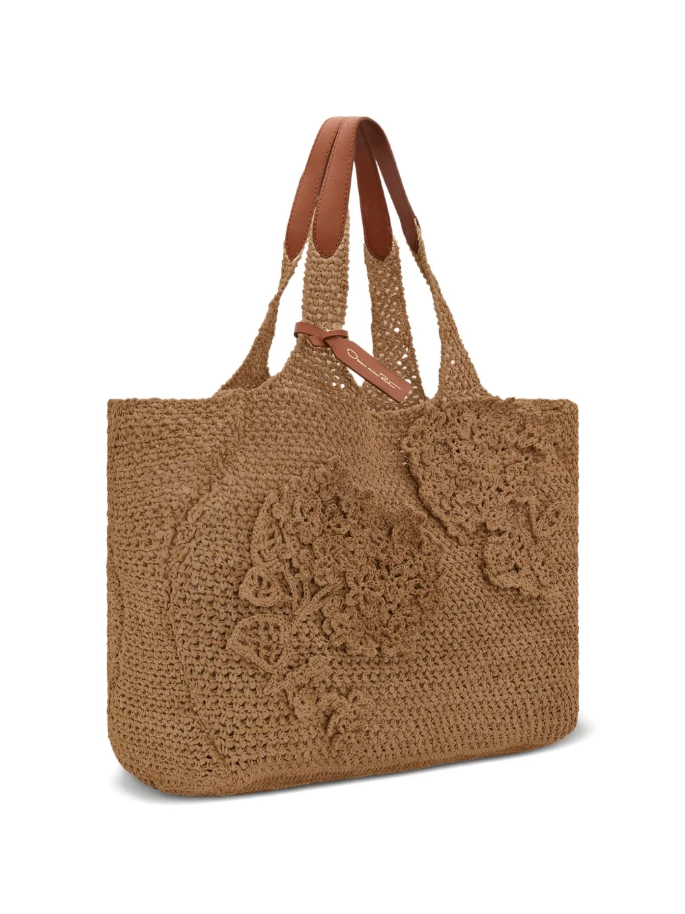 Oscar de la Renta Topaz schoudertas met bloemenpatch Bruin