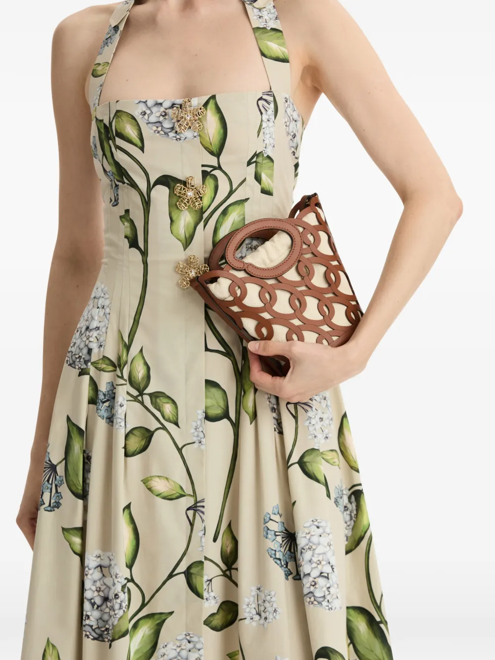 Cutout Leather Bucket Bag