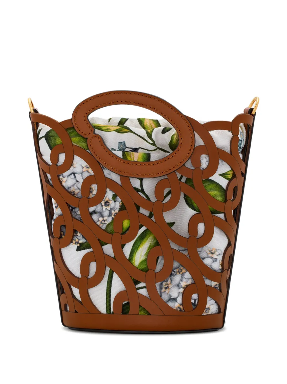 Cutout Leather Bucket Bag
