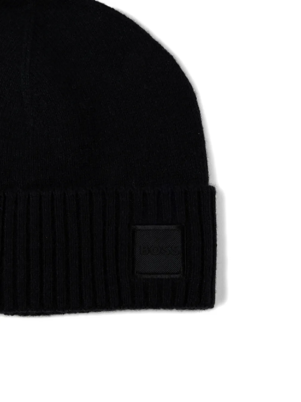 Boss Logo-patch Beanie Hat - Black 