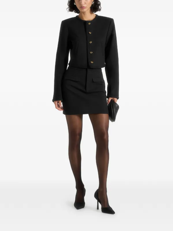 Manière De Voir Cropped Tailored Jacket With Braided Trim | Black