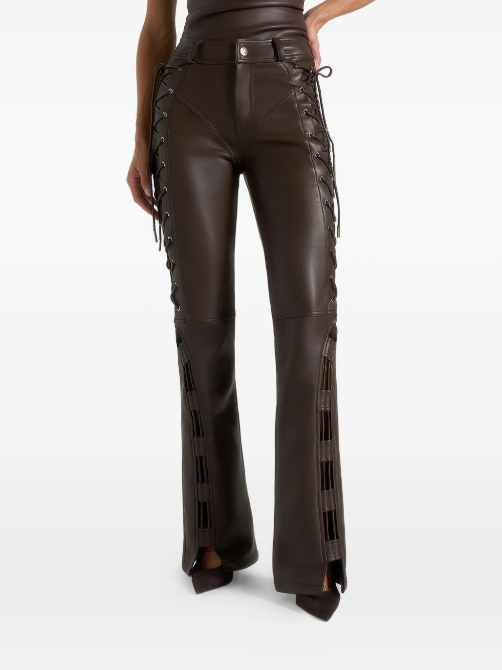 Manière De Voir Ambre lace-up flared trousers - Marrone