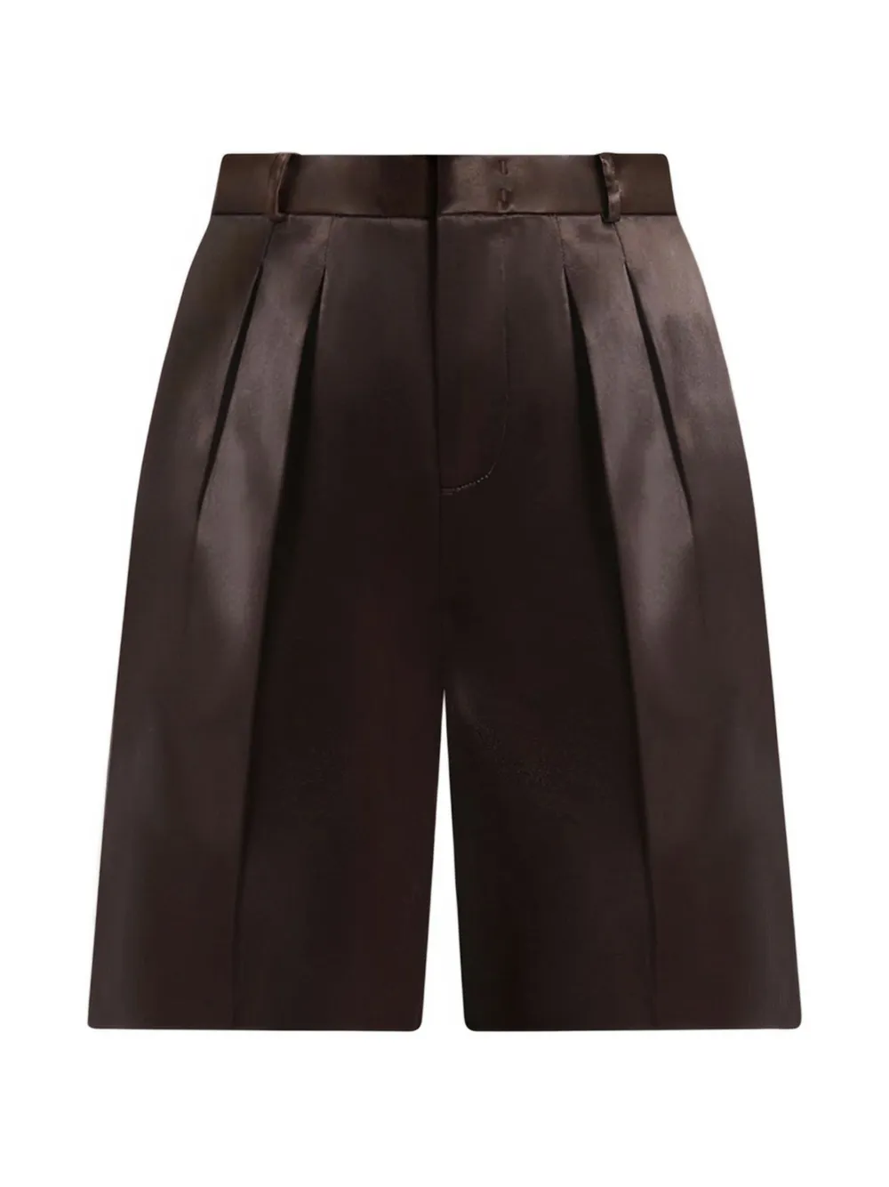 Manière De Voir Lorette satijnen shorts met dubbele plooi Bruin