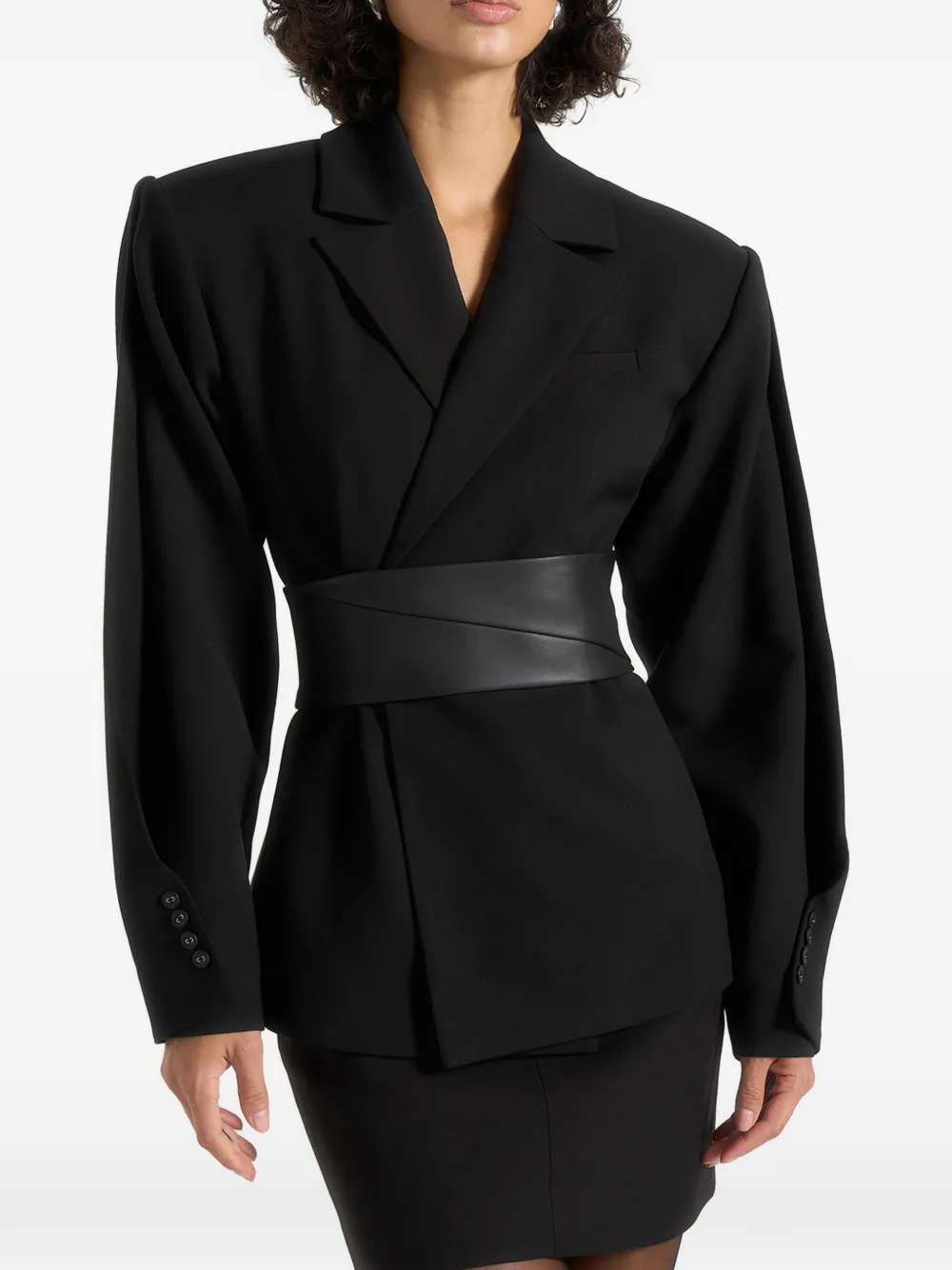 Manière De Voir Marie twist sleeve belted blazer - Nero