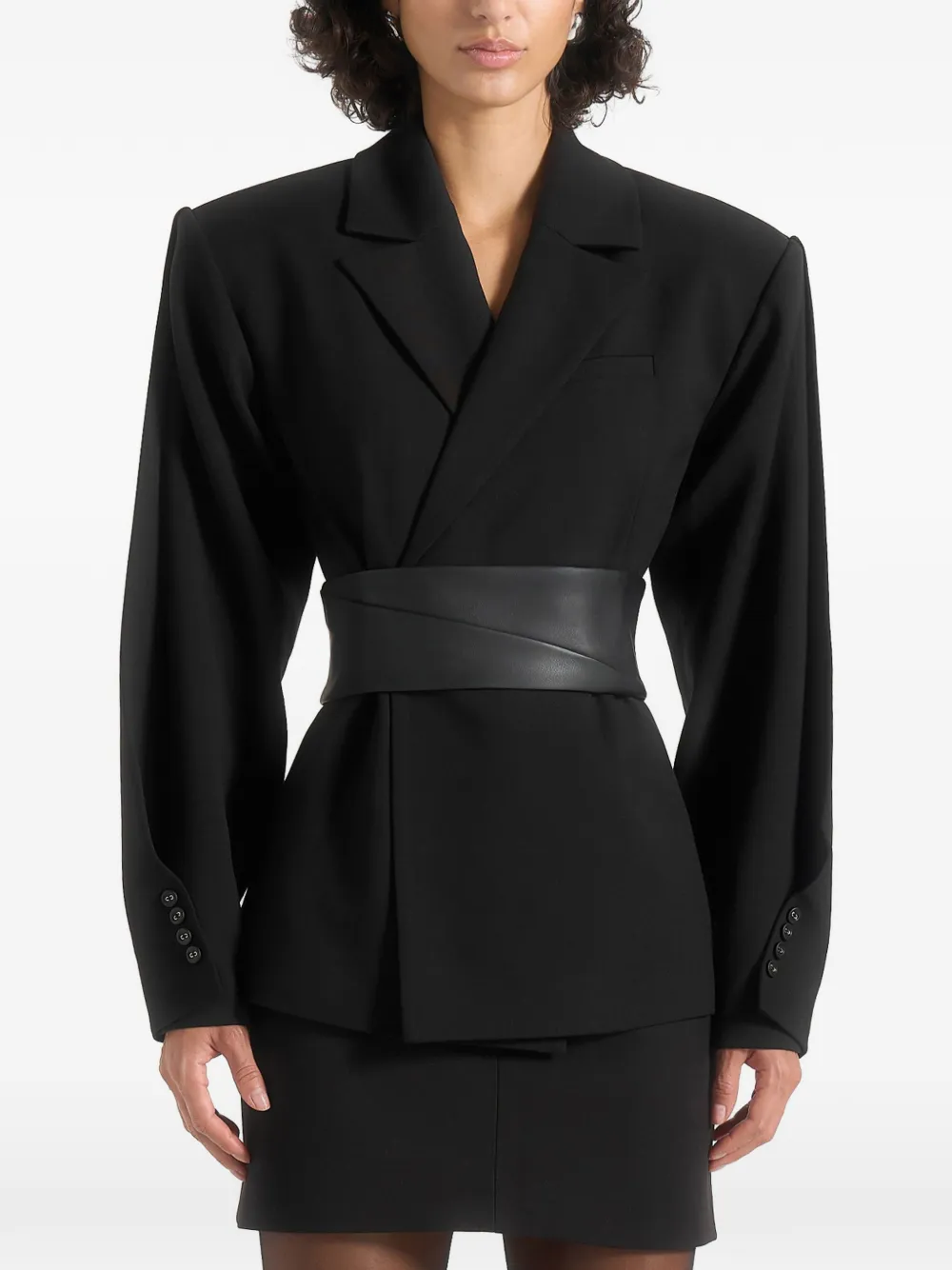 Manière De Voir Marie blazer met gedraaide mouwen en ceintuur Zwart