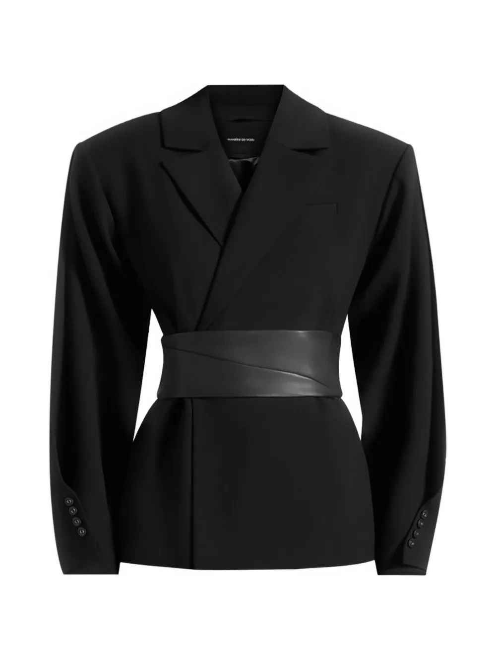 Manière De Voir Marie twist sleeve belted blazer - Nero