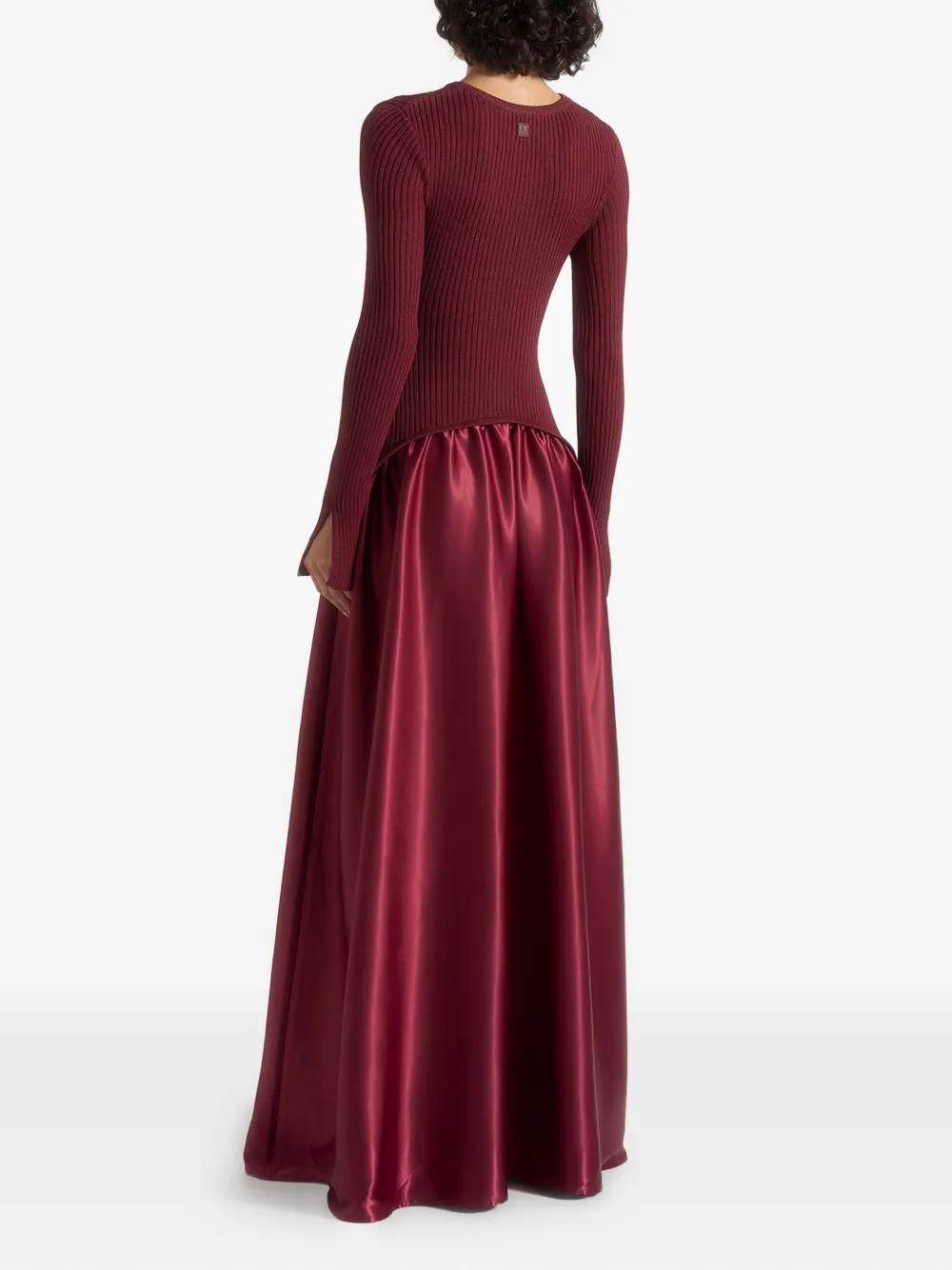 Manière De Voir Adeline gebreide en satijnen maxi-jurk met afgeronde zoom Rood